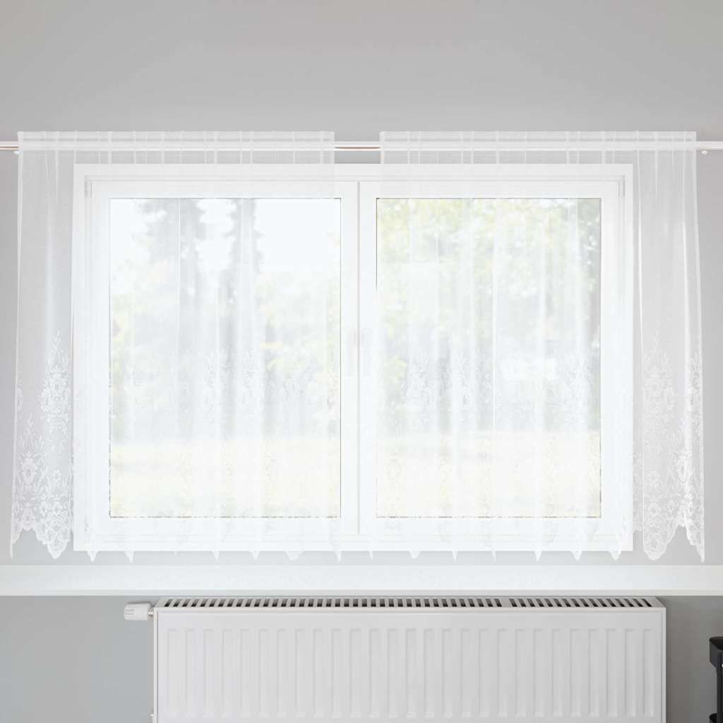 Lace Curtain with Curtains White 200x140cm Polyester